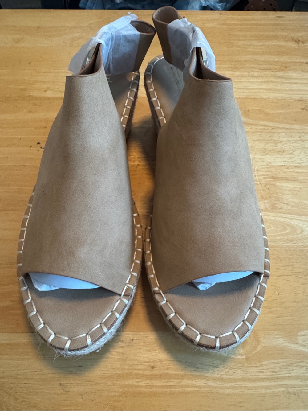 Catherine Malandrino Tan Suede Espadrille Slide Sandals